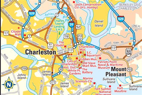 detailed map of charleston sc.